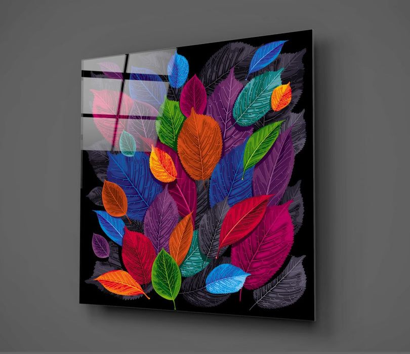 Tableau en verre - Feuilles multicolores - Deco Story - L’histoire de la décoration s'écrit ici
