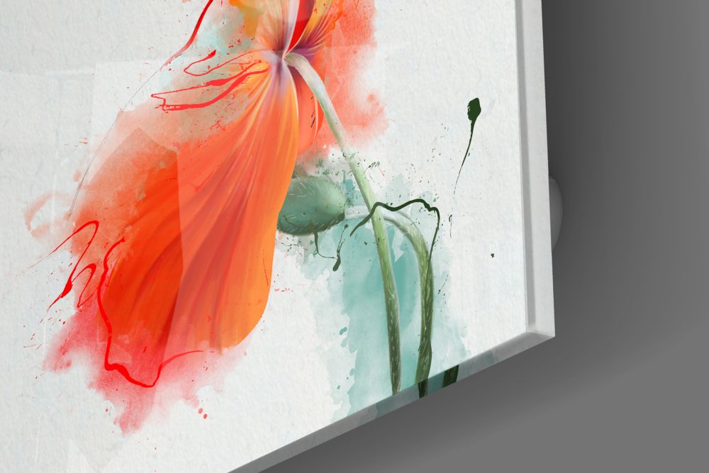 Tableau en verre - Fleur orange - Deco Story - L’histoire de la décoration s'écrit ici