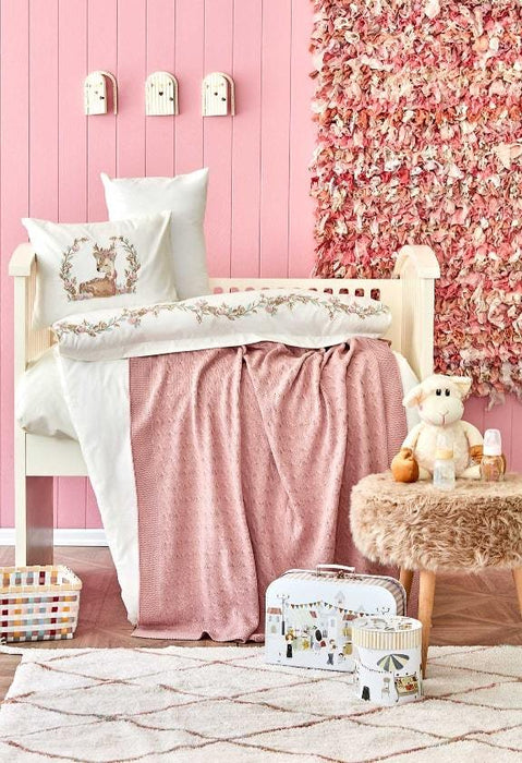 KARACA HOME Ensemble de linge de lit brodé pour bébé en rose - Bella-Home: art de la table, verrerie, trousseau de mariée, décoration